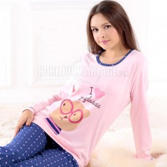 Manches longue coton pyjama d'hiver pour femme 