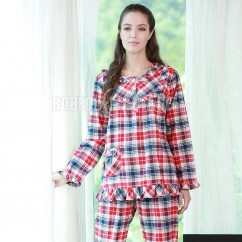 Coton à carreaux à manches longues pyjama pas cher 