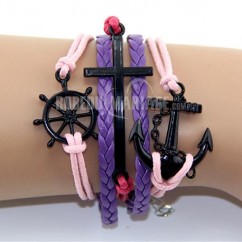 Croix ancre corde bateau de barre à ancrer la nouvelle cire de bracelet tissé à la main