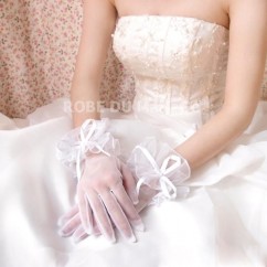 Gants de mariée blanc court tulle noeud  satin
