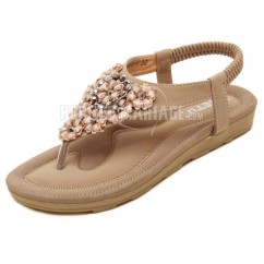 Sandale à talon petit décorée de stras en forme de fleur Chaussures pour l'été
