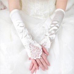 Dentelle gants de mariée longue satin 