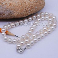 Collier en perles de culture d'eau douce surbaissées 9-10mm bijoux en perles pas cher