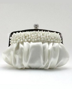 Belle sac à main avec lanière amovible orné de perles et de plis