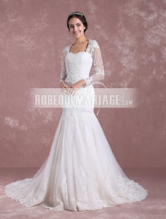 Robe de mariée 2021 robe de mariée sirène avec manches longues bien vendue