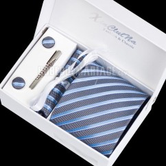 Bleu-gris cravate pas cher élégant cravate homme six-pièces