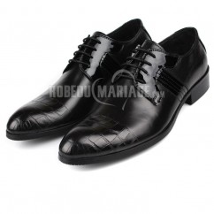 Beau style euro Chunky talon vachette Groom chaussures avec lacets