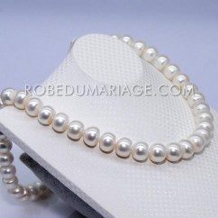 Bijoux en perles de la mère de mariée culture d'eau douce 10-11mm prèsque rondes blanc