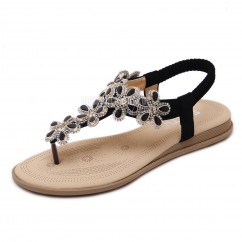 Sandale ornée des stras en forme de fleur Chaussures femme idéales pour l'été
