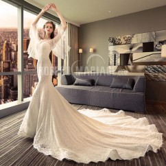 Robe de mariée sirène élégante robe avec traîne longue pas cher