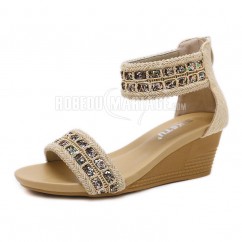 Sandale de style bohême Sandale à bride ornée de paillettes Chaussure à talon bas 