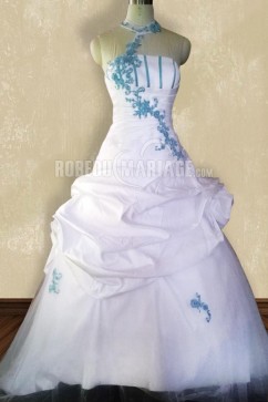 Photo réelle robe de mariage couleur fleurs appliques col en coeur