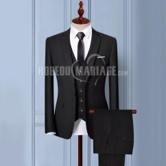 Noir costume mariage 2 ou 3 pièces veste pantalon gilet Costard pour cérémonie ou mariage