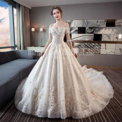 Robe de mariage col en V en dentelle robe princesse 2019 délicate