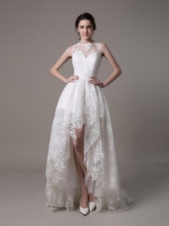 Asymétrique robe de mariée ornée d'appliques robe de mariée pas cher