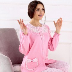 Magnifique pyjama emsemble en tissu coton manches longue 