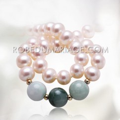 Bijoux en perles de culture d eau douce prèsque rondes jade 8-9mm 45cm blanc collier de perles