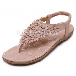 Sandale d'été ornée des appliques en forme de fleur Chaussures femme pas cher