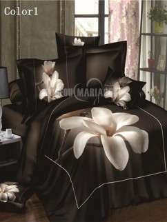 Ligne de lit 4 pièces 3D en fleur magnolia pas cher
