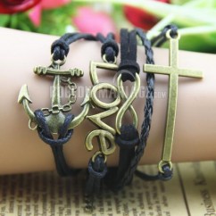 Croix ancre bracelet en cuir tissé à la main