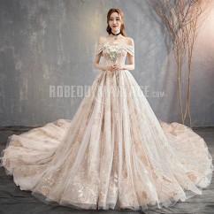 Nouveauté robe de mariée luxe 2019 magnifique robe d'épaule dégagée